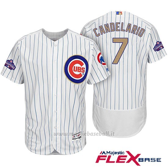 Maglia Baseball Uomo Chicago Cubs 7 Jeimer Candelario Bianco Or Program Flex Base